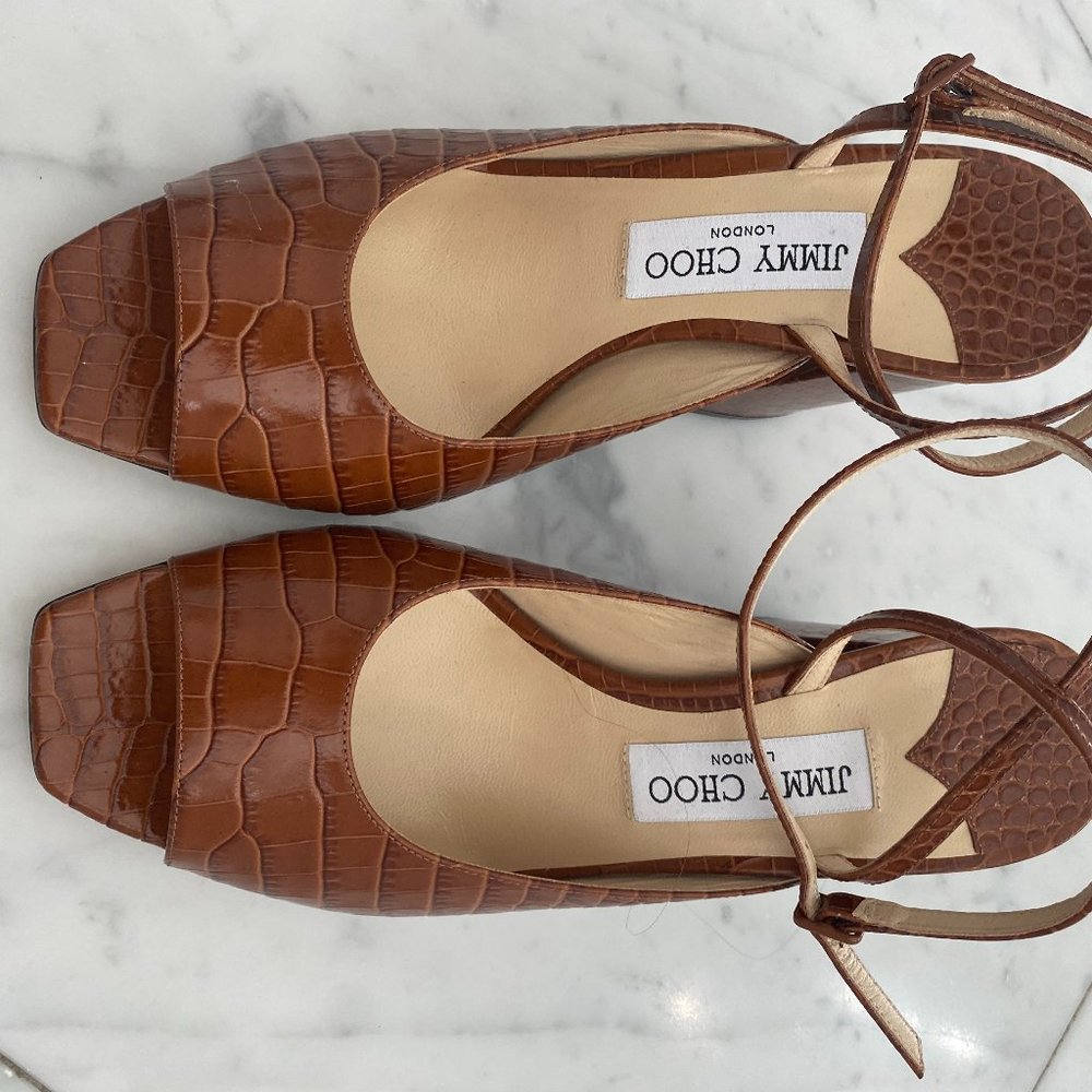 Jimmy Choo Ankle Wrap Croc Print Sandal